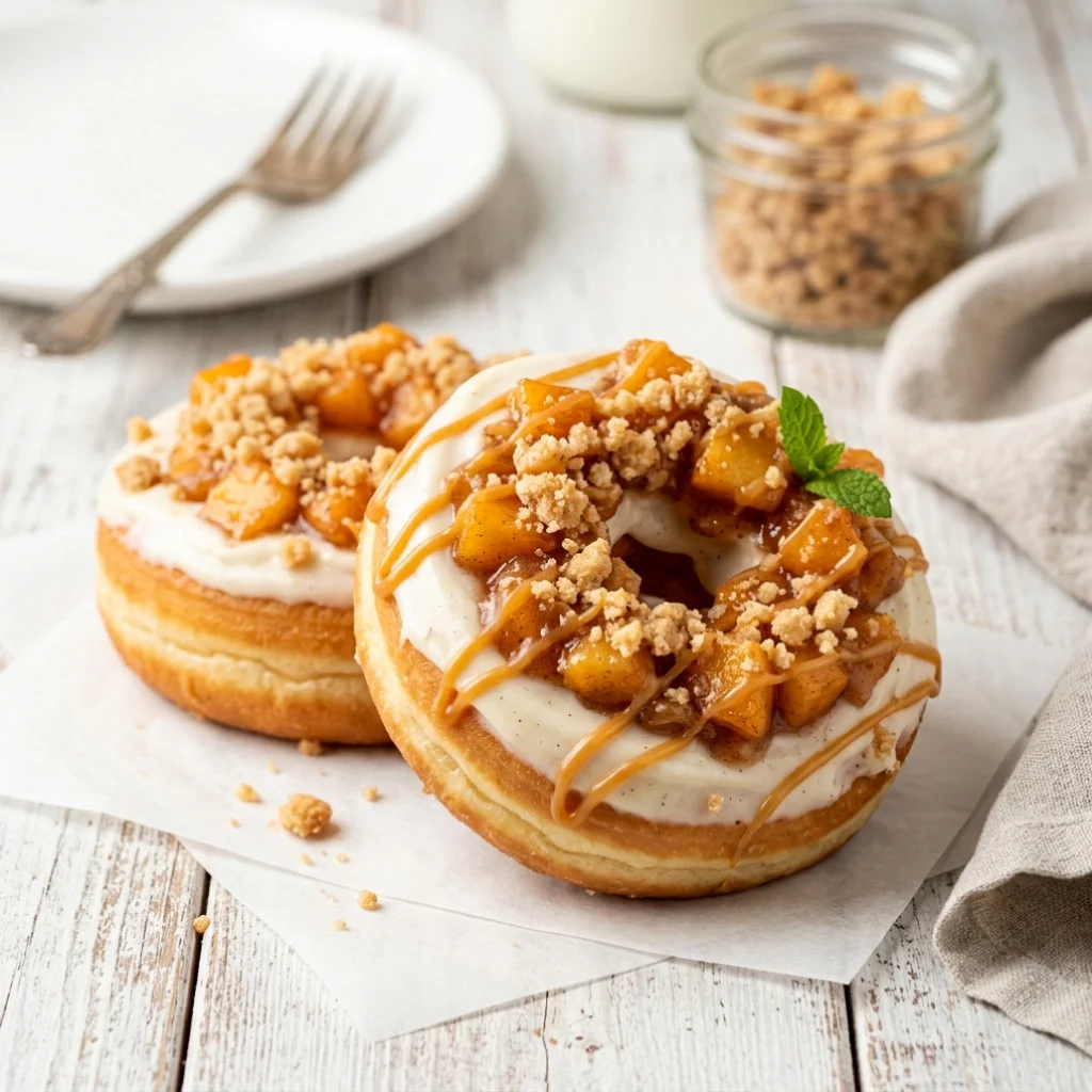 Easy Peach Cobbler Cheesecake Donuts
