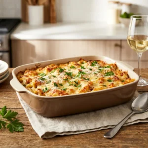 Garlic Parmesan Chicken Pasta Bake
