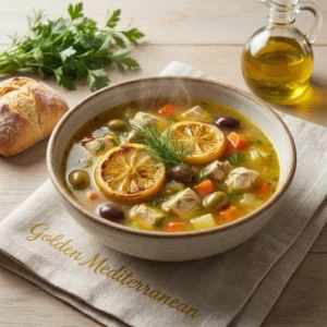 Golden Mediterranean Chicken Soup