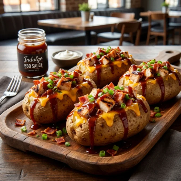 BBQ Bourbon Glazed Grilled Chicken Stuffed Potatoes