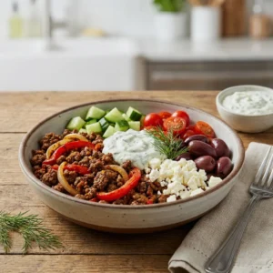 Savory Greek Ground Beef Bowl with Tzatziki Recipe Delight