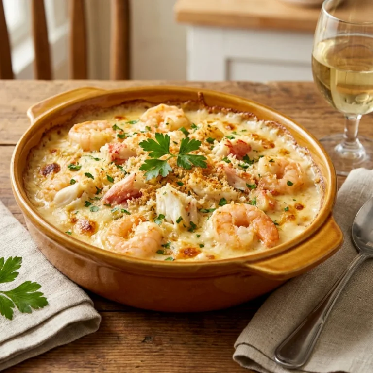 Shrimp and Crab Au Gratin Casserole